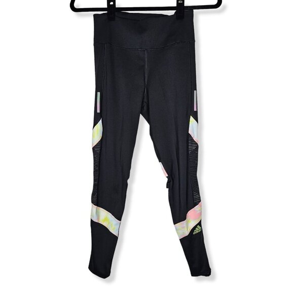 Adidas XS Leggings Black How We Do Tights Athletic Reflective Active Gym Yoga - Picture 1 of 9